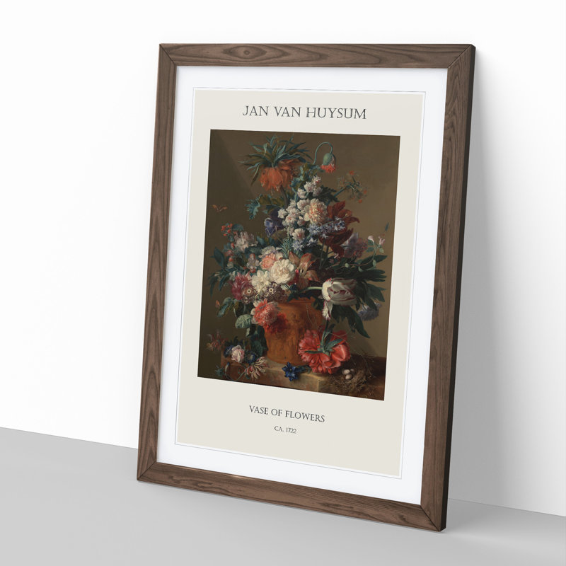 Still Life With Flowers Vol.13 by Jan Van Huysum - Single Picture Frame Print, Walnut Framed, 48cm H x 36cm W x 2cm D