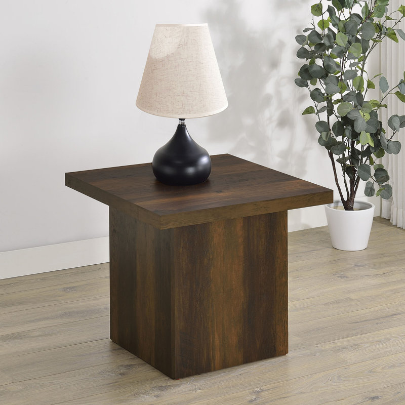 Table de bout carrée en bois d'ingénierie, Marron foncé