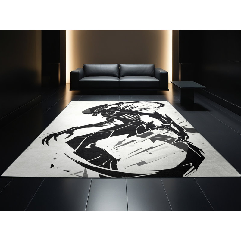 Tapis beige moderne et élégant lavable à la machine Cumberland Mutant, 8x12