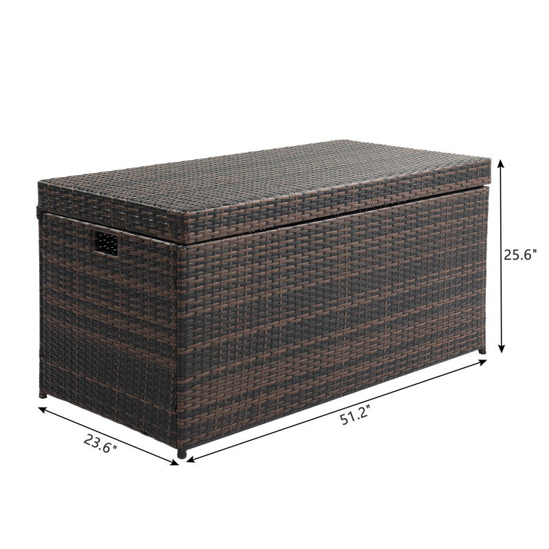 Rebuyhome 51'' W 132 Gallons Water Resistant Deck Box, Brown