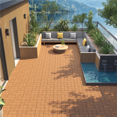12″ W × 12″ L Acacia Wood Flooring Tiles for Outdoor & Indoor