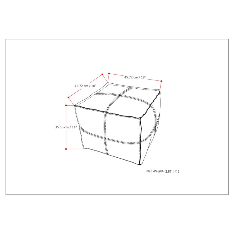 Brynn Black and Natural Cotton Geometric Square Pouf