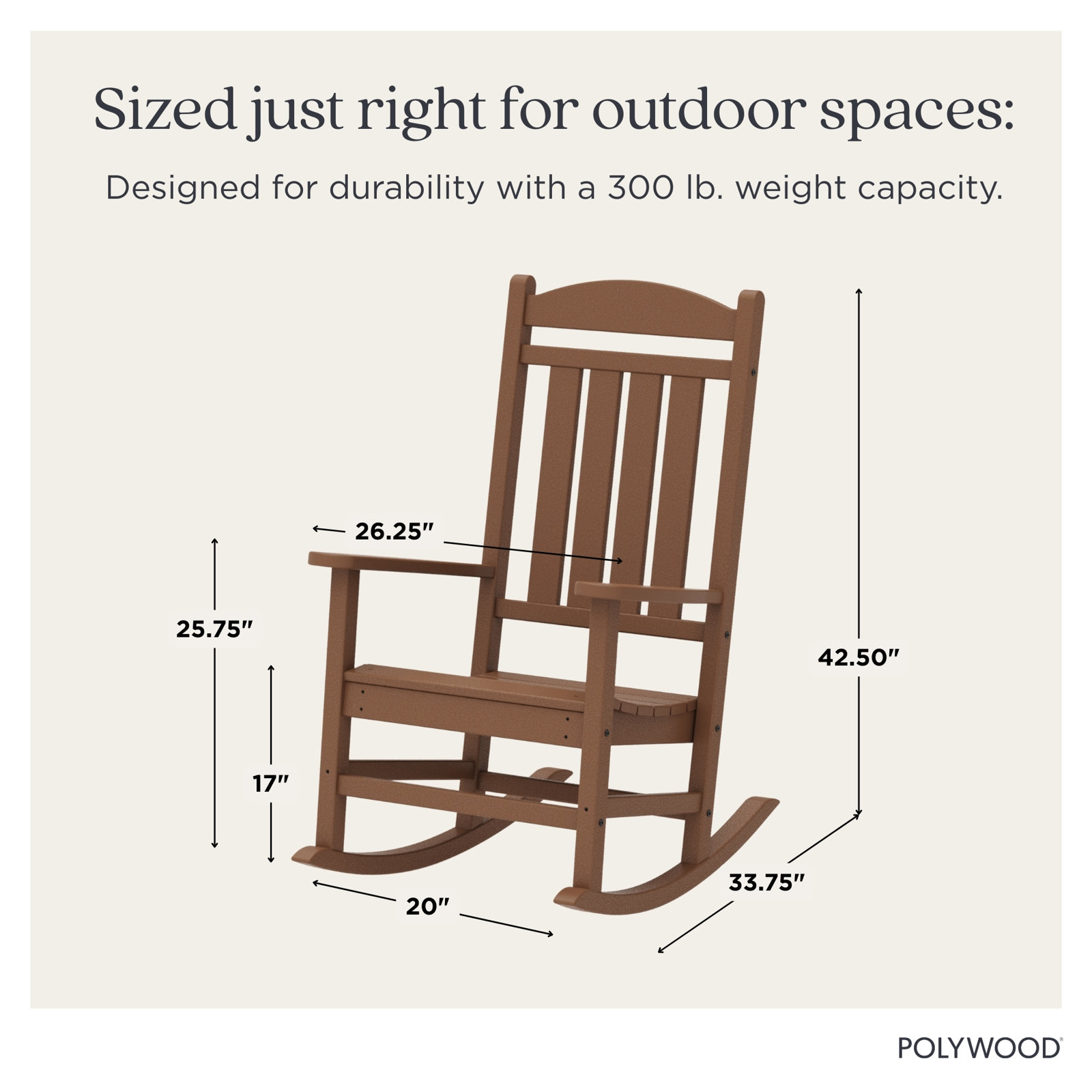 POLYWOOD® Rocker Patio Rocking Chair, Teak