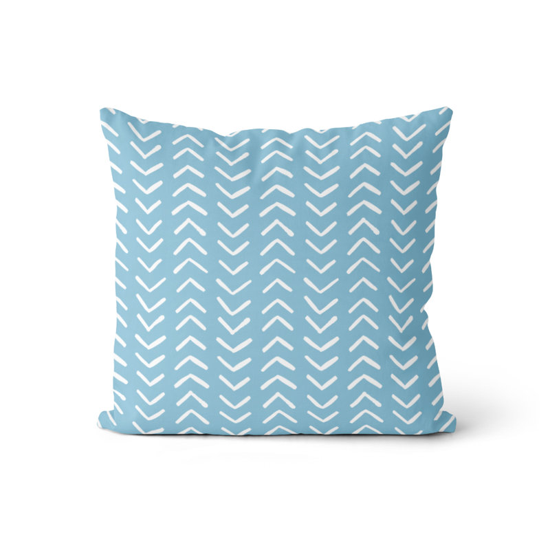 Housse et insert de coussin carré Pece, Bleu ciel / blanc