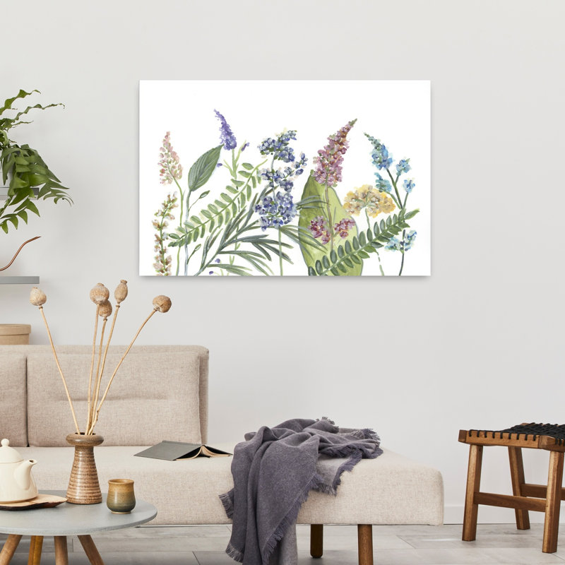 Art floral contemporain fleurs sauvages, H 36 po x l 24 po