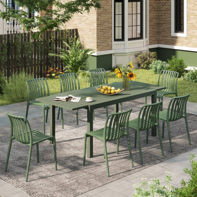 Ensemble repas d'extérieur pour 8 personnes avec table rectangulaire extensible