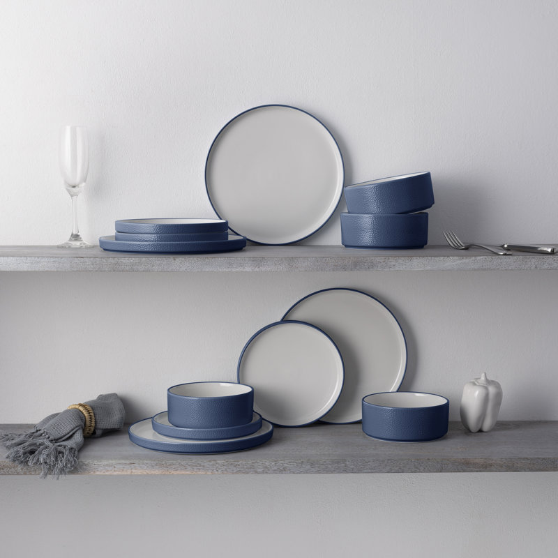 Noritake Colortex Stone 12-Piece Dinnerware Set, Service for 4, Blue