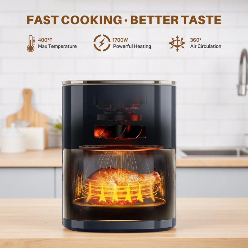 Air Fryer, 6-Quart 12-In-1 Multi-Cooker With Viewing Window For Oil-Free Frying, Baking & Dehydrating, Up To 400°F