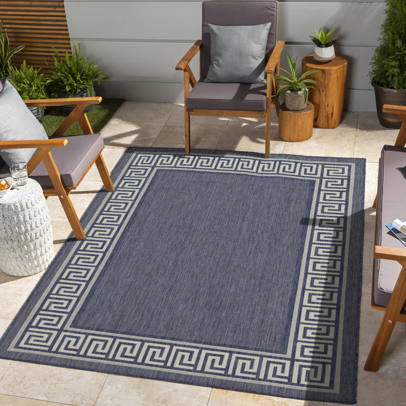 Blue 2 Ft. 7 In. X 3 Area Rug - Gchar2001 Sunshine Collection Adds Sophistication To Any Stain , Polypropylene For Indoor & Outdoor Enhances Patio And Deck Appearance Border Design For A Stylish