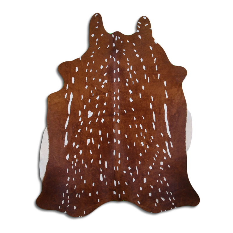 Custom Axis on White Printed Cowhide, Novelty 6'2" x 7'4"