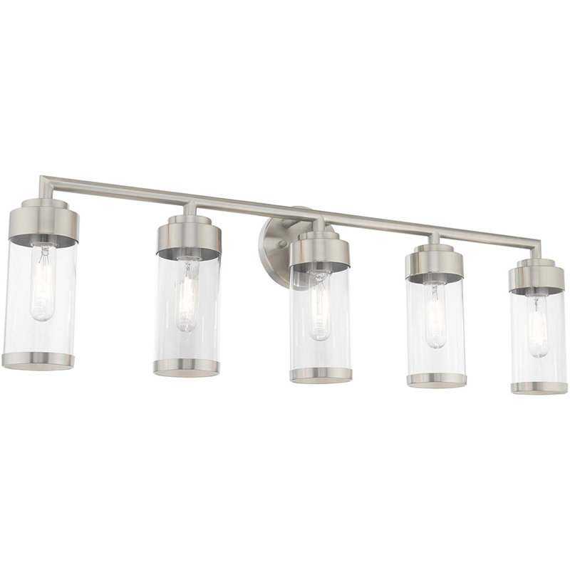 Éclairage pour salle de bain 5 lumières, Nickel brossé