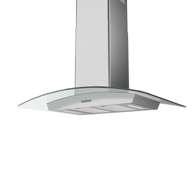 Hotte pour îlot de cuisine 36 pouces 600 CFM convertible argent avec veilleuse