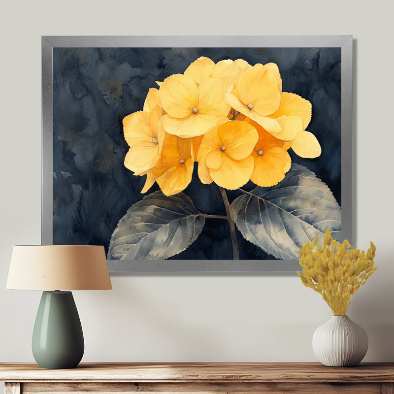 Hirsch - Floral Large Wall Art, Single Picture Frame Print without Mat, Silver, 30" H x 40 W