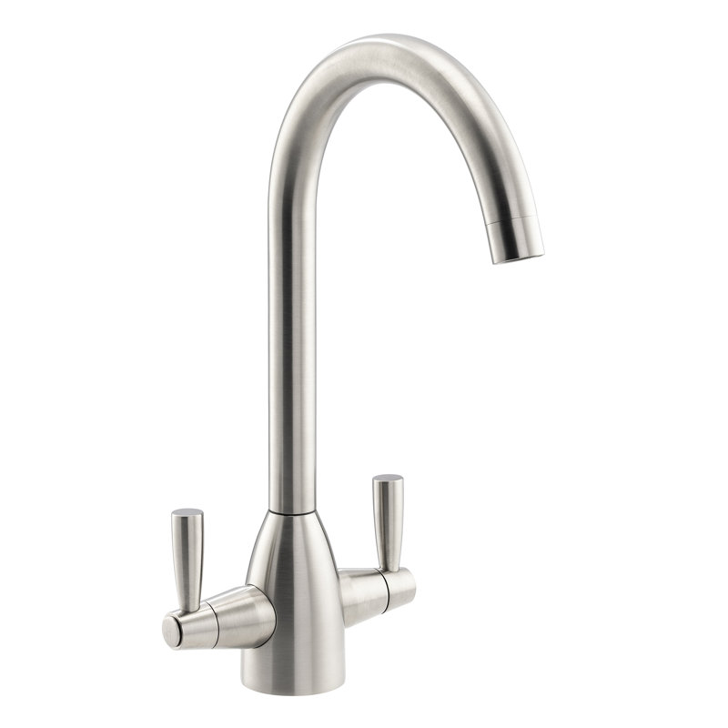 Abode Zermat Dual Lever Kitchen Mixertap, Brushed Nickel
