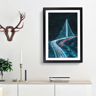 Oakland Bay Bridge in San Francisco 1 Piece Single Picture Frame Wall Art on MDF