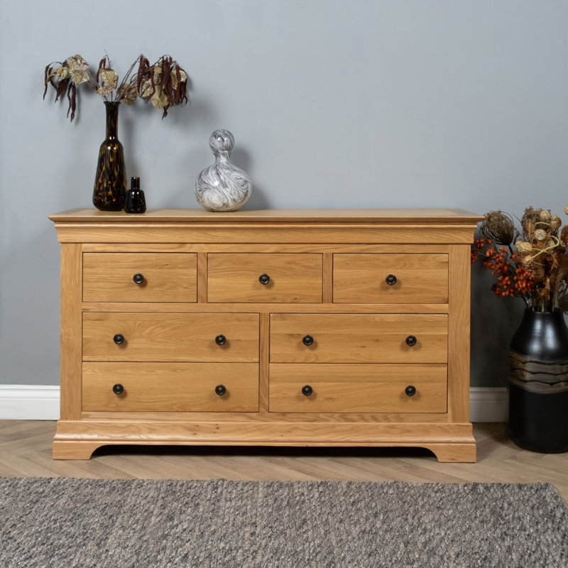 Shinnick Solid Wood 139cm W 7 - Drawer Chest of Drawers