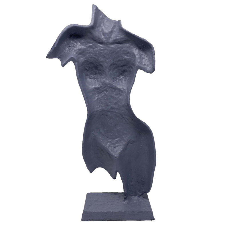 Bumpy TORSO SCULPTURE Aluminium Ornament 38cm, Grey Shimmer
