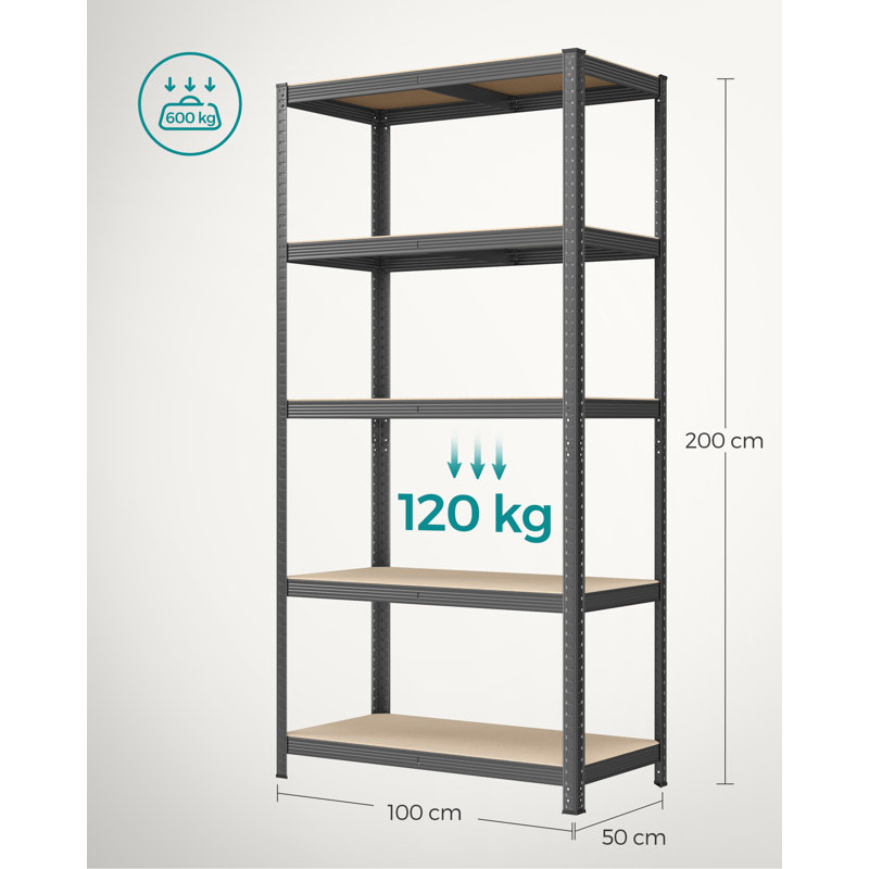 Kris Adjustable Height Shelving Unit, 200cm H x 50cm W x 100cm D, Grey