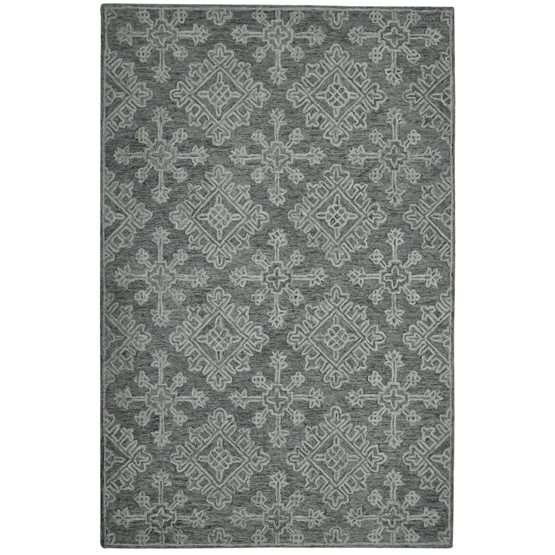 Laurent Hand-Tufted Geometric Natural Wool Area Rug, Rectangle 2' x 3'