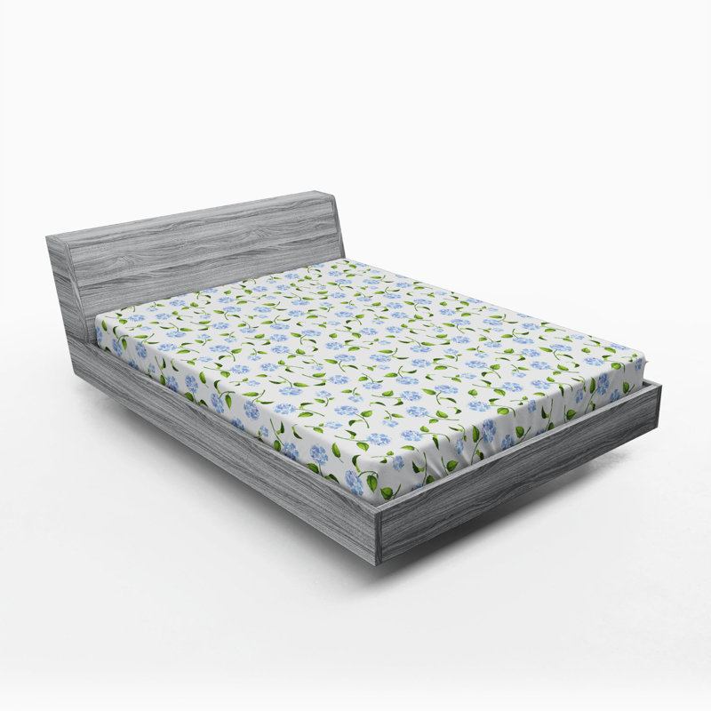 Microfiber Floral Fitted Sheet, Full Fitted Sheet, Green Floral