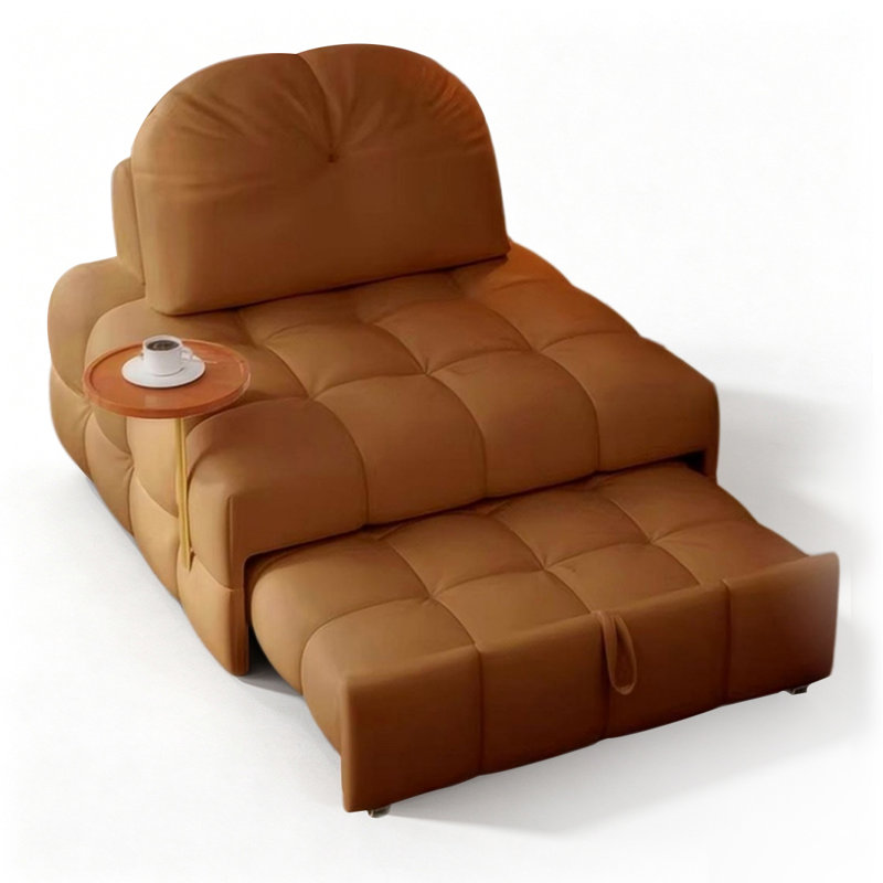 Canapé-coussin en cuir véritable brun caramel, H 36,22 po x L 47,24 po x l 43,31 po