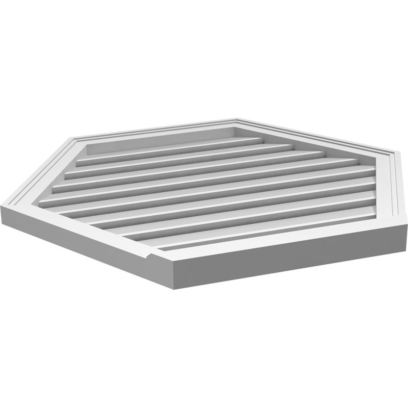 Horizontal Peaked Surface Mount Signature Urethane Functional Gable Vent, Primed Tan, 30" H x 34" W x 2" D