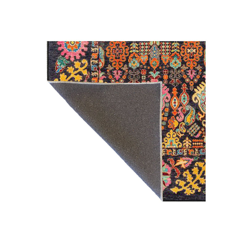 Tapis lavable décoratif à motif géométrique noir à motif géométrique moderne noir