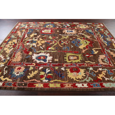 Tapis brun en laine à teinture végétale Ziegler 8 x 10