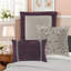 Ensemble de literie luxueux en faux suède 7 pièces, mauve, design transitionnel pour le confort de la maison