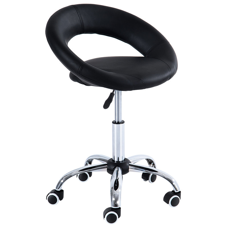Siège de fauteuil roulant réglable en hauteur avec dossier respirant, 5 roulettes, noir pour un confort à long terme, hauteur de chaise confortable, utilisation professionnelle