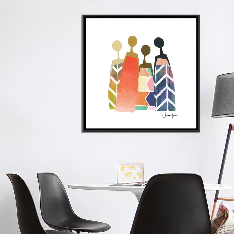"Rainbow Friends" par Lou Lou, reproduction d’art studio-impression, Toile avec cadre noir, Pas de tapis