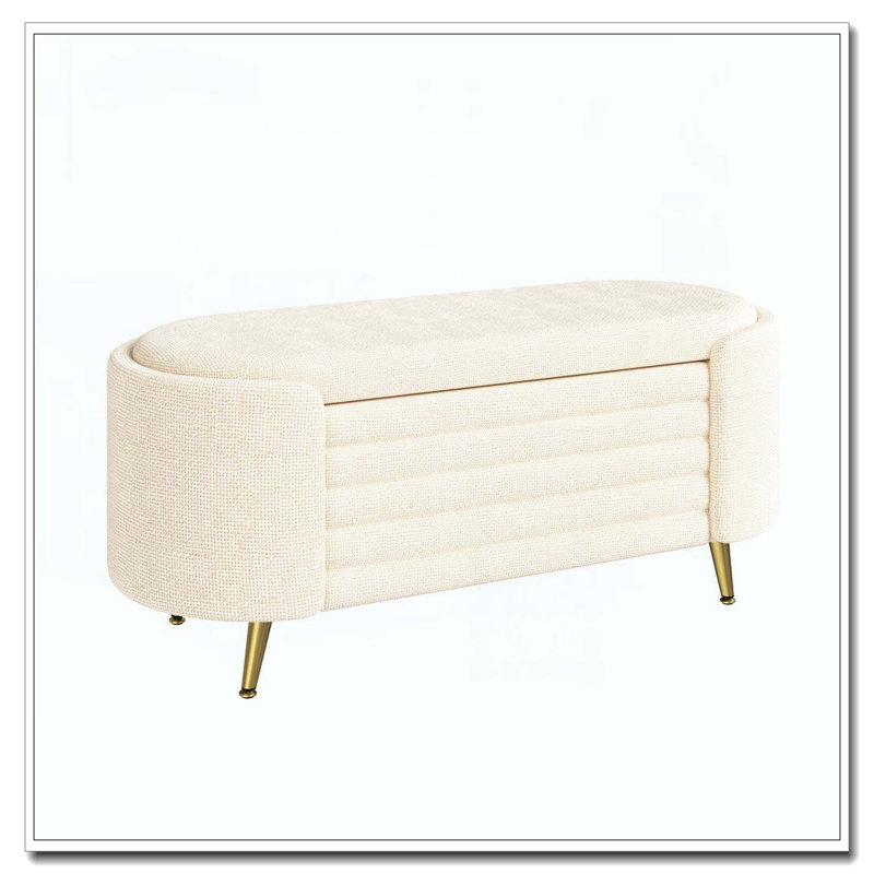 Banc de rangement rembourré Modern, Beige