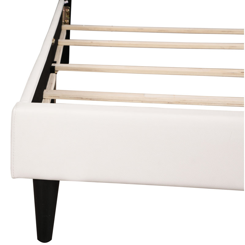 Lit simple blanc Crisp pour les petits espaces - Pu, rembourrage en mousse, facile à assembler avec des éléments de confort et de style, assemblage requis