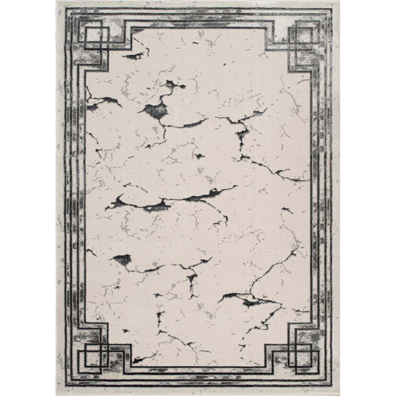 Monaco Series Abrstract Black/Gray/Ivory/Beige Area Rug, Rectangle 7'9" x 10'2"