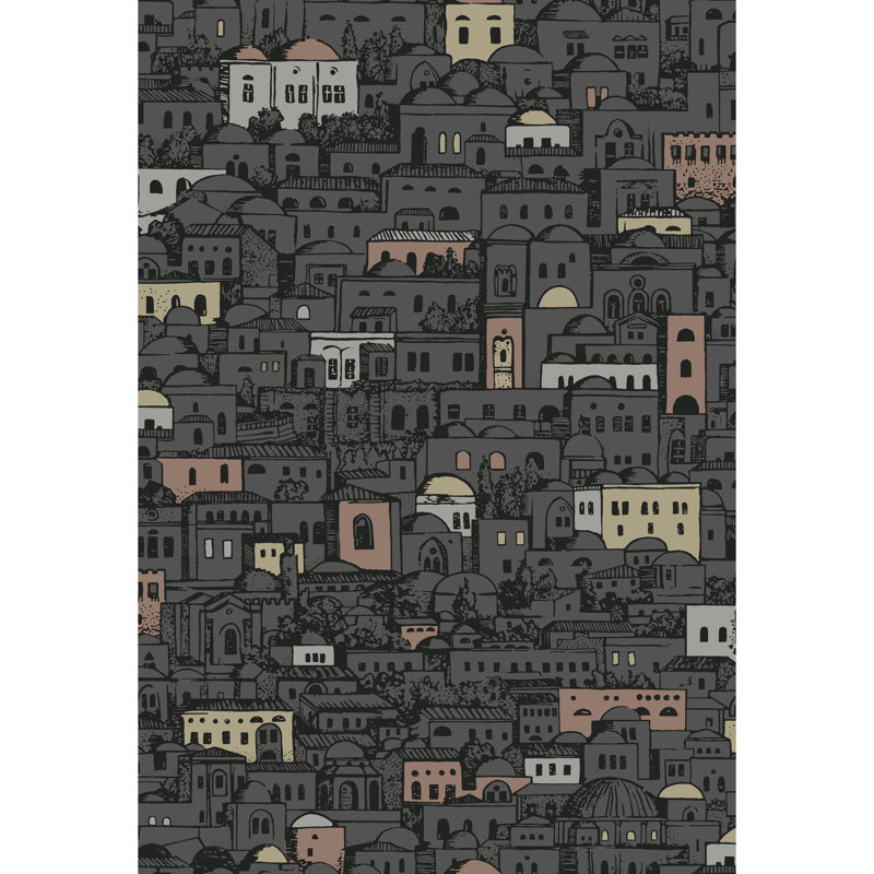 Shimmer Wallpaper Roll, Charcoal/Metallic