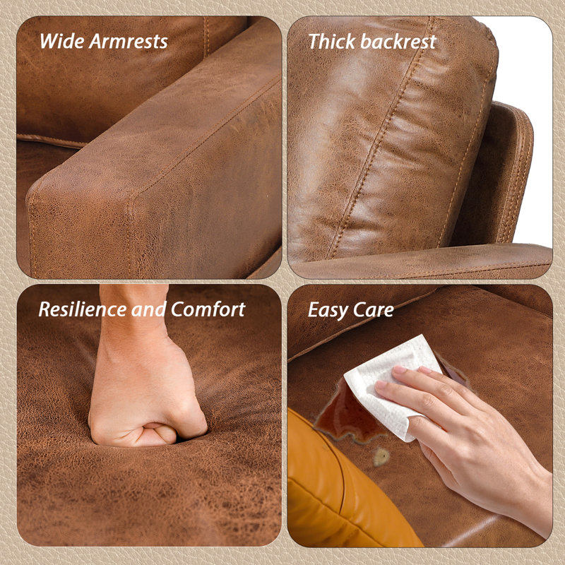3 Seater Faux Leather Sofa, Brown