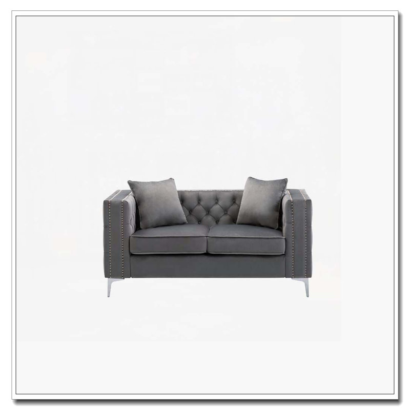 Causeuse en velours gris Lorreto