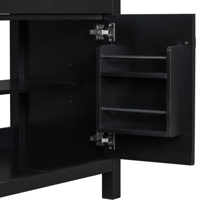 Double meuble-lavabo 60 po, lavabos en céramique, tablette réglable, portes à fermeture en douceur, tiroir rabattable - meuble-lavabo de luxe Retreat, charnières transparentes, coin sophistiqué