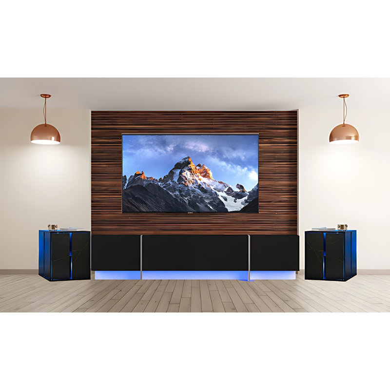 3 Peice Set 1 Modern Entertainment Centre And Two Bedside Tables With LED