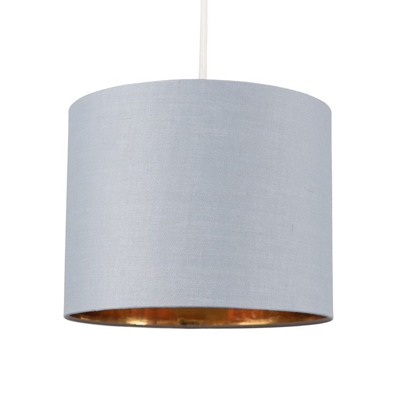 Reni 20cm H Cotton Drum Pendant Shade ( Uno ), Grey/Gold