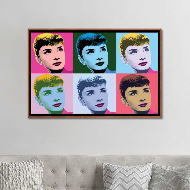 Audrey Hepburn Warhol Sabrina par radio Days-impression d’art graphique, H 48 po x l 32 po x P 1,5 po, Pas de tapis