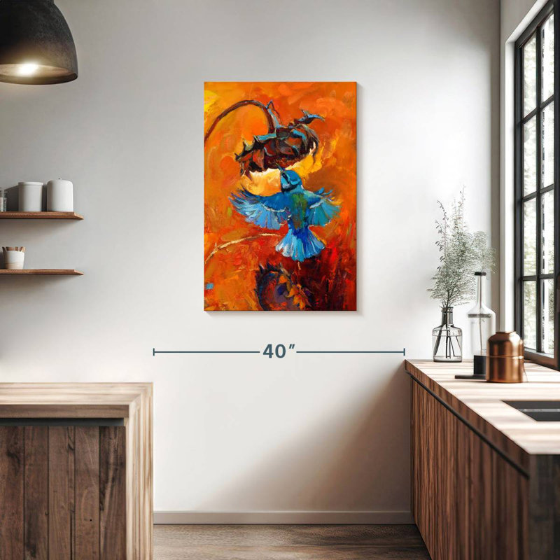 Colibri ronce et tournesol, H 36 po x l 24 po