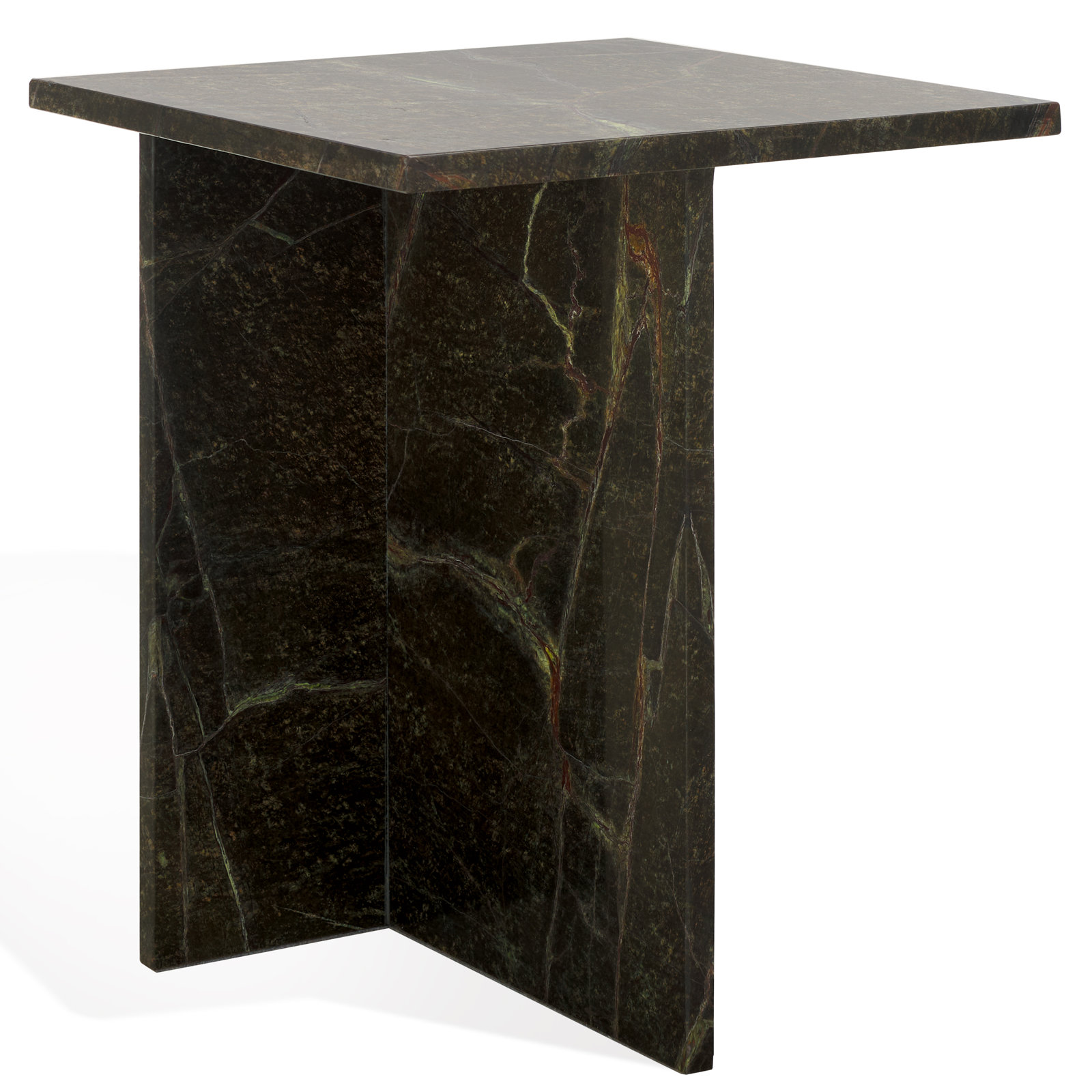 18" Genuine Marble End Table, Green