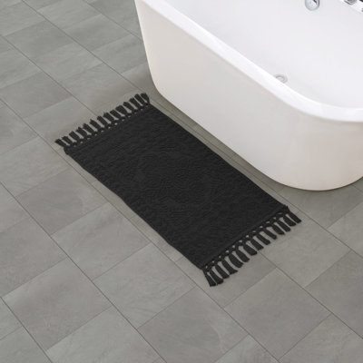 French Connection Nellore Fringe Machine Washable Cotton Bath Rug