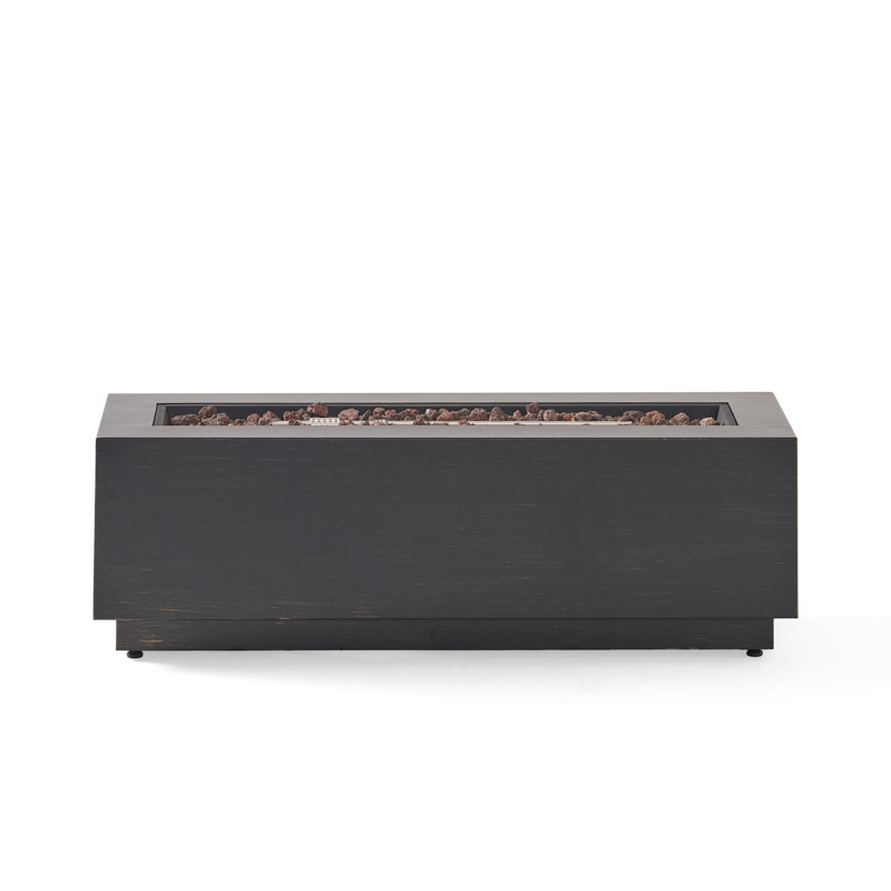 Outdoor 50,000 BTU Rectangular Iron Propane Fire Pit (Tank Cover not Included)