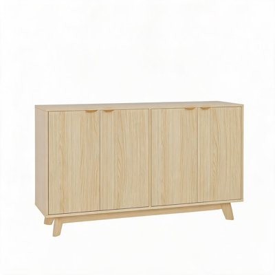 Buffet 55,1 ", crédence de rangement cannelée moderne avec tablettes réglables pour le salon, la salle à manger, la cuisine ou le vestibule