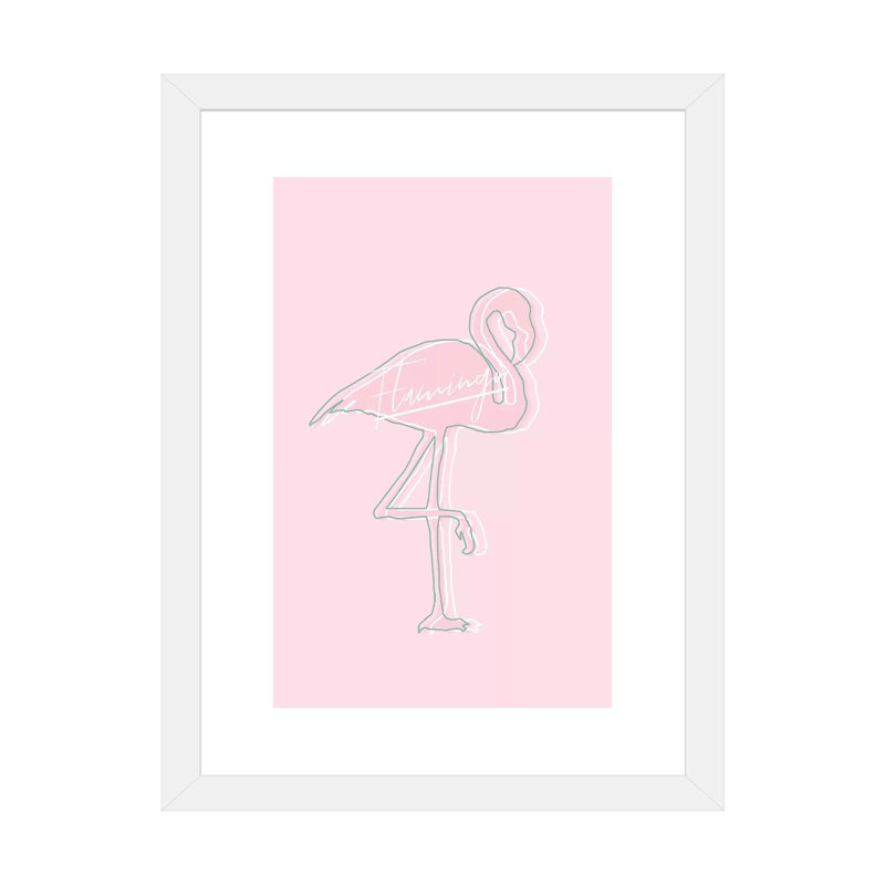 «Be You Flamingo», reproduction d'impression, H 24 po x l 16 po x P 1 po, Papier encadré blanc, Blanc