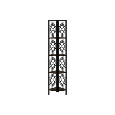 61.5"H 4 Tier Bookcase With Dark Brown Laminate And Metal Sleek Look