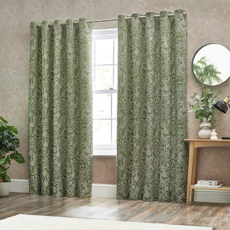 Bali Room Darkening Curtain Pair, 117 W x 137 D cm, Green