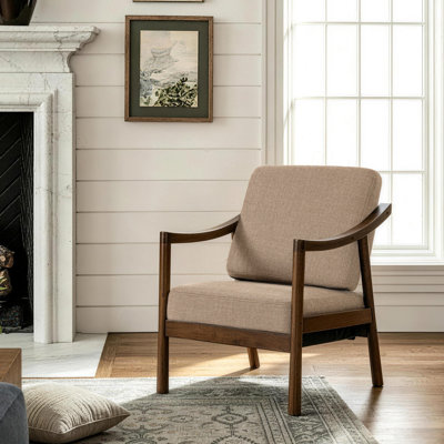 Fauteuil d'appoint rembourré avec structure en bois massif